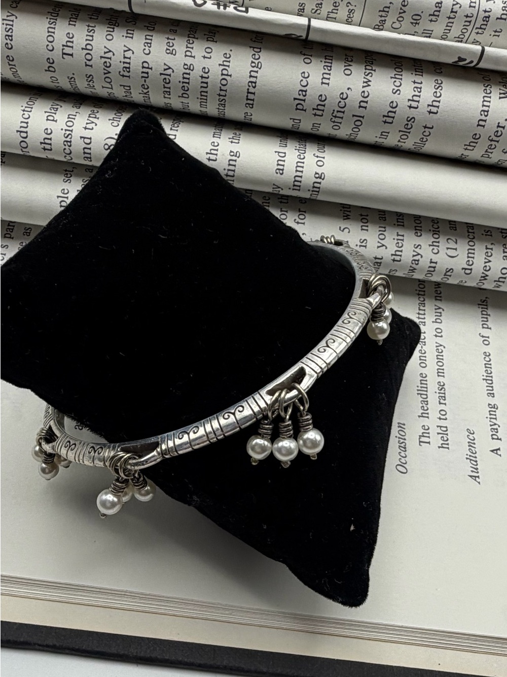 Brighton Pearl Charm Bangle Beacelet with Scroll Design